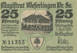 Weferlingen (heute: Oebisfelde) - Stadt - 1.7.1920 - 25 Pfennig 
