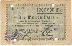 Wegscheid - Bezirkssparkasse - 30.8.1923 - 1 Million Mark 