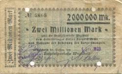 Wegscheid - Bezirkssparkasse - 5.9.1923 - 2 Millionen Mark 