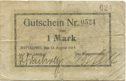 Witkowo - Kreis und Stadt - 15.8.1914 - 1 Mark 