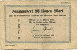 Witten - Stadt - 4.10.1923 - 500 Millionen Mark 