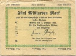 Witten - Stadt - 4.10.1923 - 5 Milliarden Mark 