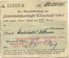 Wurzbach - Gemeinde-Sparkasse - 4.10.1923 - 100 Millionen Mark 