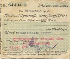 Wurzbach - Gemeinde-Sparkasse - 26.10.1923 - 1 Milliarde Mark 