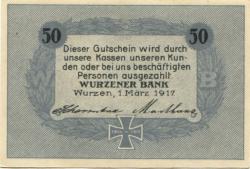 Wurzen - Wurzener Bank - 1.3.1917 - 50 Pfennig 