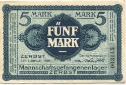 Zerbst - Mannschaftsgefangenenlager - 1.1.1916 - 5 Mark 