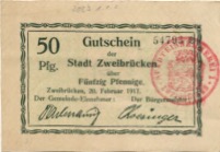 Zweibrücken - Stadt - 20.2.1917 - 50 Pfennig 