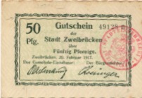 Zweibrücken - Stadt - 20.2.1917 - 50 Pfennig 