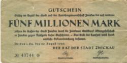 Zwickau - Stadt - 20.8.1923 - 5 Millionen Mark 