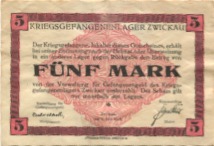 Zwickau - Kriegsgefangenlager - 1.6.1918 - 5 Mark 