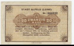 Alfeld - Stadt - 1.12.1918 - 1.2.1919 - 20 Mark 
