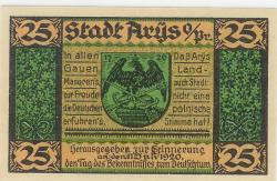 Arys - Stadt - 1.2.1921 - 25 Pfennig 