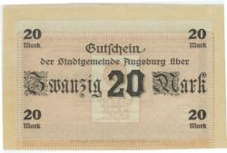 Augsburg - Stadt - 15.10.1918 - 1.2.1919 - 20 Mark 