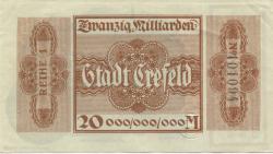Crefeld (heute: Krefeld) - Stadt - 15.10.1923 - 1.4.1924 - 20 Milliarden Mark 