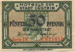 Cüstrin (heute: PL-Kostrzyn nad Odra) - Stadt - 1.3.1920 - 50 Pfennig 