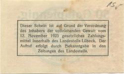 Eutin - Provinzialbank für den Landesteil Lübeck - 15.11.1923 - 50 Gold-Pfennig 