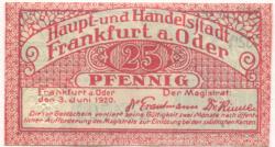 Frankfurt - Stadt - 3.6.1920 - 25 Pfennig 