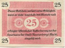 Fürstenberg - Stadt - 1.7.1920 - 25 Pfennig 