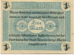 Fürstenberg - Stadt - 1.7.1920 - 1 Mark 