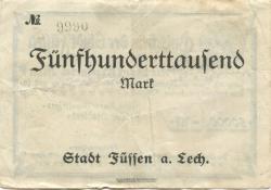 Füssen - Stadt - 25.8.1923 - 500000 Mark 