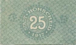 Höhscheid (heute: Solingen) - Stadt - 11.8.1917 - 25 Pfennig 