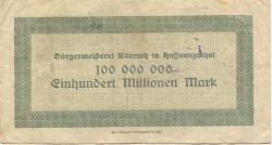 Hoffnungsthal (heute: Rösrath) - Bürgermeisterei Rösrath - 20.9.1923 - 20.3.1924 - 100 Millionen Mark 