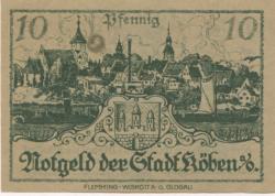 Köben (heute: PL-Rudnia) - Stadt - 24.12.1920 - 10 Pfennig 