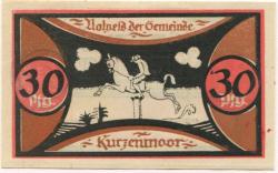Kurzenmoor (heute: Seester) - Gemeinde - - 31.12.1921 - 30 Pfennig 