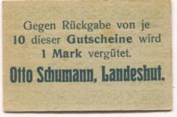 Landeshut (heute: PL-Kamienna Góra) - Schumann, Otto - April 1920 - 10 Pfennig 