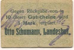 Landeshut (heute: PL-Kamienna Góra) - Schumann, Otto - April 1920 - 10 Pfennig 