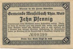 Meuselbach - Gemeinde - 1.10.1920 -  10 Pfennig 