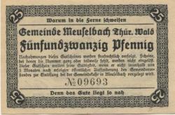 Meuselbach - Gemeinde - 1.10.1920 -  25 Pfennig 