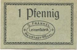 Neustadt (heute: PL-Prudnik) - Fränkel, Samuel, OHG, Leinenfabrik - 24.2.1920 - 1 Pfennig 