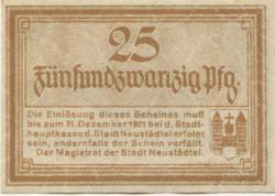 Neustädtel (heute: PL-Nowe Miasteczko) - Stadt - - 31.12.1921 - 25 Pfennig 