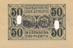 Nürnberg und Fürth - Städte - 23.10.1918 - 1.2.1919 - 50 Pfennig 
