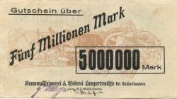 Otterbach-Lampertsmühle (heute: Kaiserslautern) - Baumwollspinnerei und Weberei, vormals G. F. Grohé-Henrich - -30.9.1923 - 5 Millionen Mark 