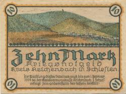 Reichenbach (heute: PL-Dzierzoniów) - Kreis - 1.2.1919 - 10 Mark 