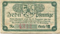 Sorau (heute: PL-Zary) - Stadt - 1918 - 31.12.1920 - 10 Pfennig 