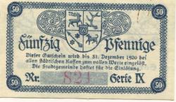 Sorau (heute: PL-Zary) - Stadt - 1918 - 31.12.1920 - 50 Pfennig 