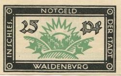 Waldenburg (heute: PL-Walbrzych) - Stadt - 1921 - 25 Pfennig 
