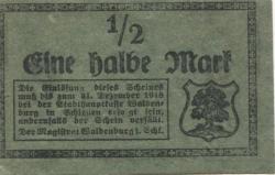 Waldenburg (heute: PL-Walbrzych) - Stadt - - 31.12.1918 - 1/2 Mark 