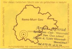 Weinstadt-Beutelsbach - Schmid, Uwe, Familie, Armer Konrad, Restaurant, Cafe, Weinstube, Stiftstr. 6 - 16./17.6.2007 - 1.50 Euro 