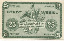 Wesel - Stadt - 1918 - 30.9.1921 - 25 Pfennig 