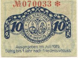 Zella-Mehlis - Stadt - Juli 1919 - 10 Pfennig 
